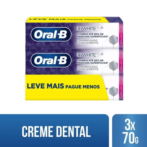 CR DENTAL ORAL-B 3D WHITE BRILHANTE FRESH 70G C C/3