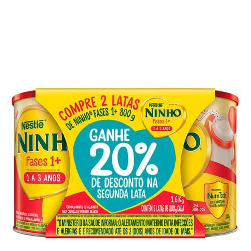 LEITE NINHO FASES 1+ 800G KIT/2