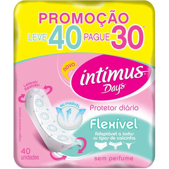 ABS INTIMUS PROT DIARIO FLEXIVEL SEM PERFUME S/A L+P- C/40