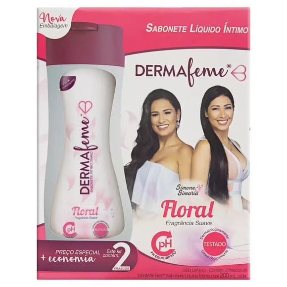 KIT 2 SAB LIQ DERMAFEME FLORAL 200ML