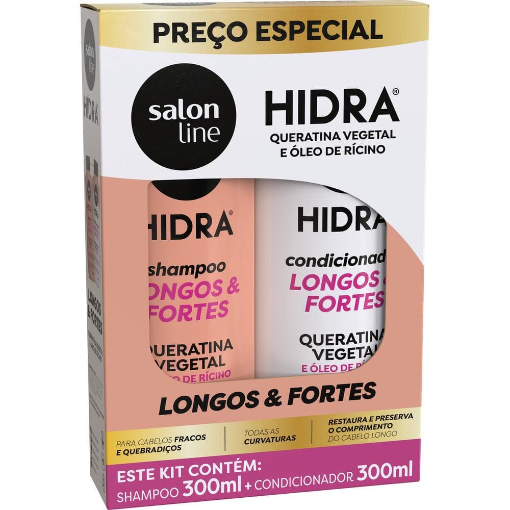 KIT SH+COND SALON LINE HIDRA QUER E OLEO DE RICINO 300ML