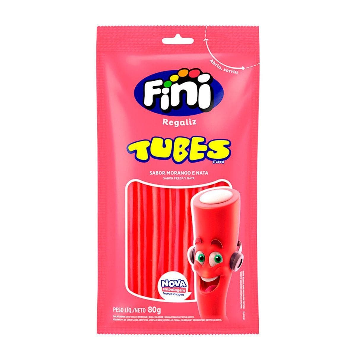 BALA FINI TUBES MORANGO 80G