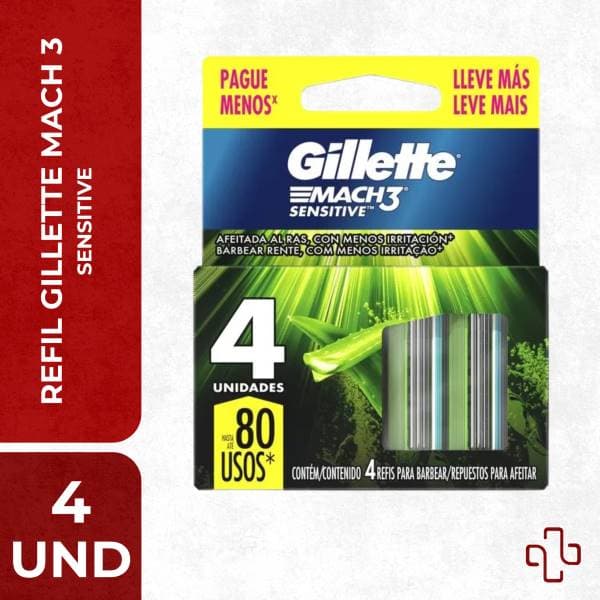 CARGA GILLETTE MACH3 SENSITIVE L4P3