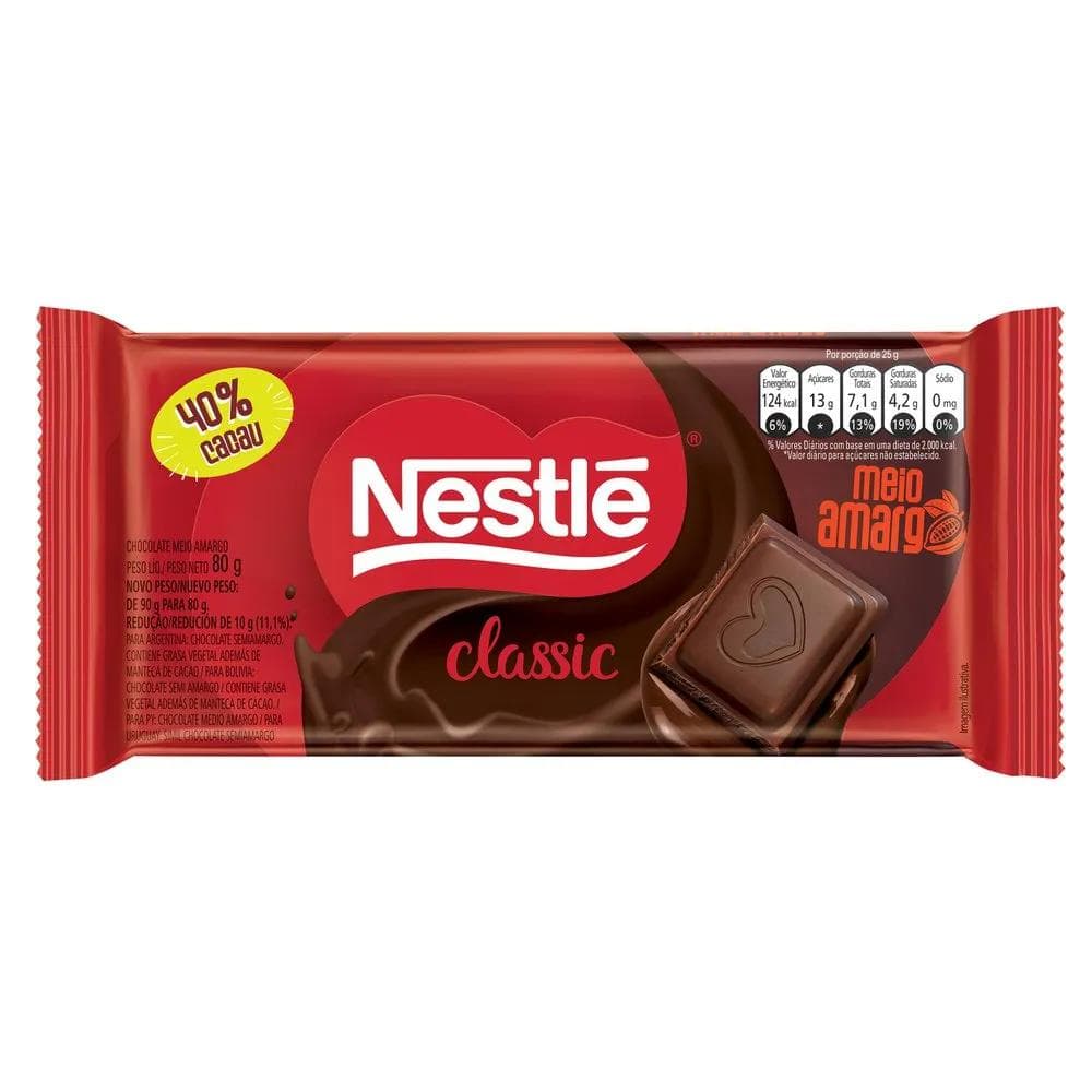 CHOC TAB NESTLE CLASSIC MEIO AMARGO 80G CX/16