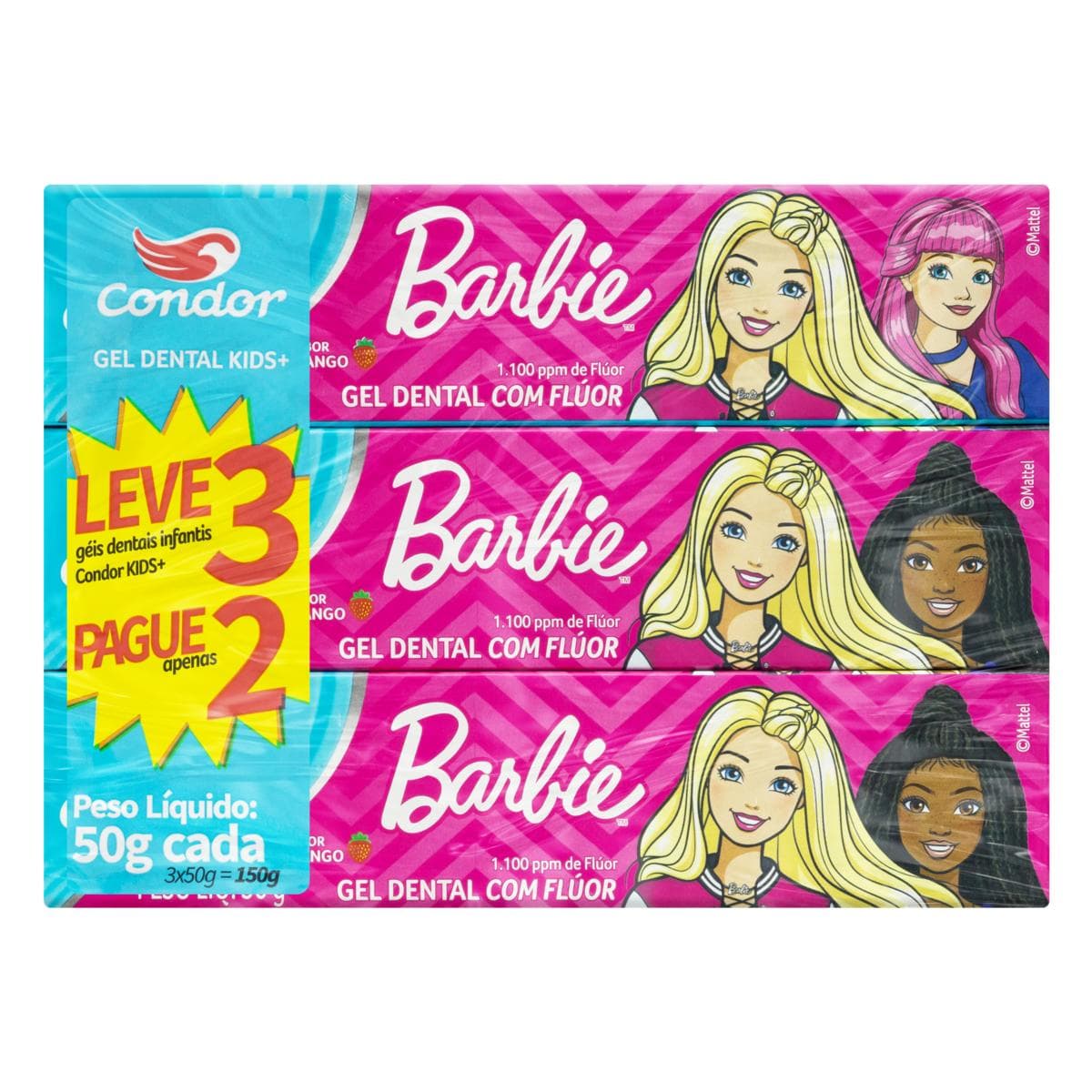 GEL DENT CONDOR BARBIE 50G +6 ANOS C/ FLUOR