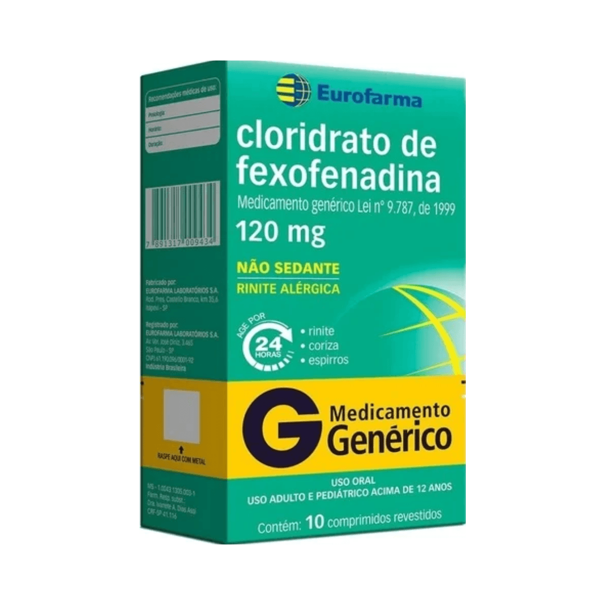 CLOR FEXOFENADINA 120MG 10''S EUROFARMA