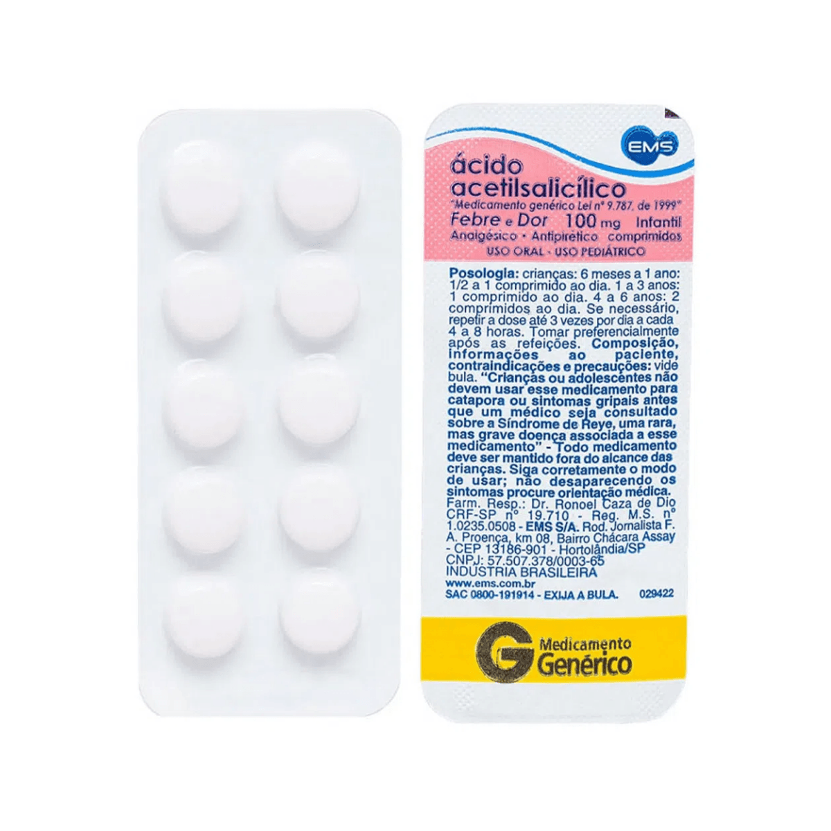 ACIDO ACETIL 100MG INF 10"S EMS