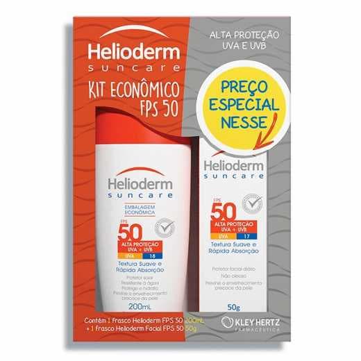 KIT HELIODERM CORPO E ROSTO FPS50 200ML + 50ML