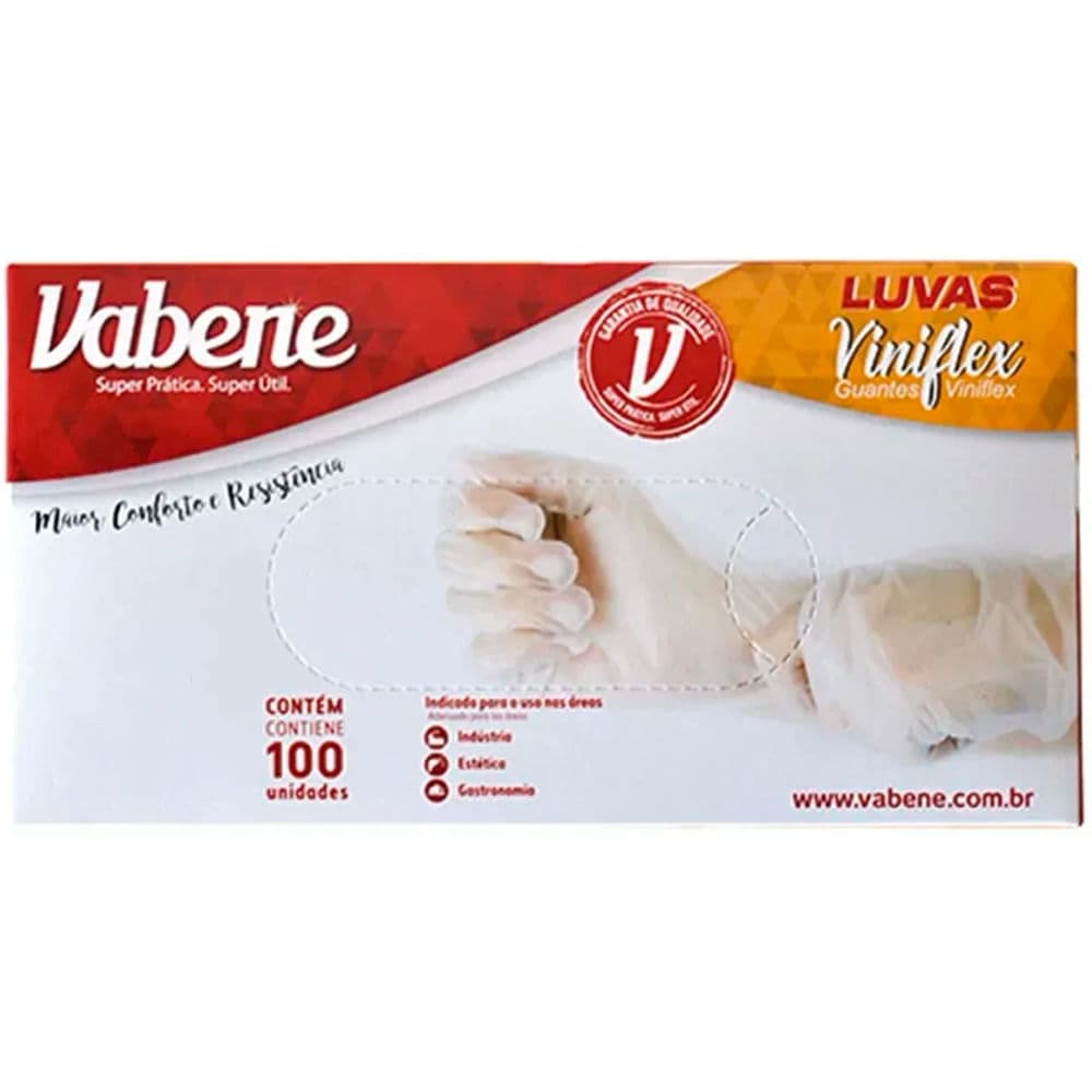 LUVA VINILFLEX G SEM PO COM 100 UN