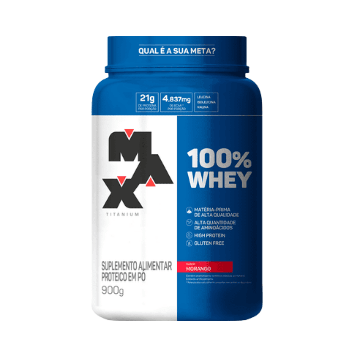 POTE 100% WHEY MAX TITANIUM MORANGO 900G