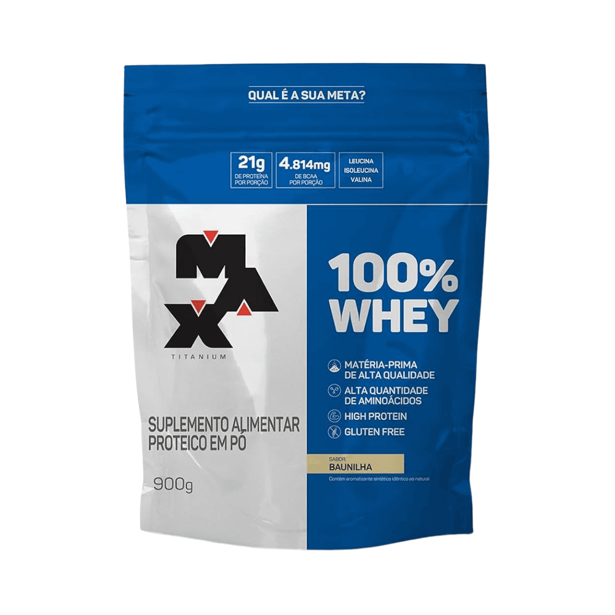 100% WHEY REFIL MAX TITANIUM BAUNILHA 900G